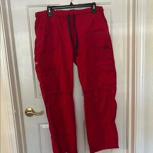 Dickies Red Cargo Scrub Pants